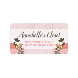 Shabby Chic Blommig Rosa Rosa Boutique Adressetikett