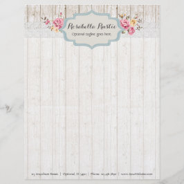 Shabby Chic Blommig Rustik Trä & Antik Spets Brevhuvud