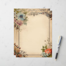 Shabby Chic Blommig Skrot Journal Brevpapper