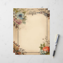 Shabby Chic Blommig Skrot Journal Brevpapper