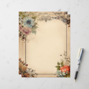 Shabby Chic Blommig Skrot Journal Brevpapper