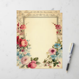 Shabby Chic Blommig Skrot Journal Brevpapper