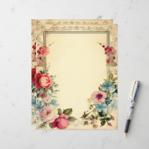 Shabby Chic Blommig Skrot Journal Brevpapper