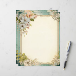 Shabby Chic Blommig Skrot Journal Brevpapper