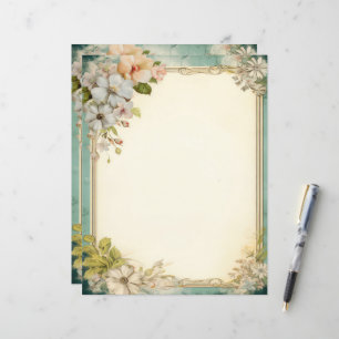 Shabby Chic Blommig Skrot Journal Brevpapper