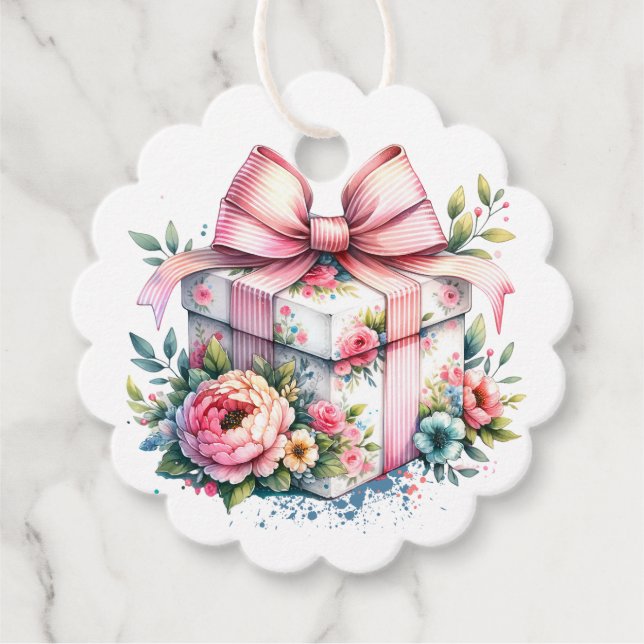 Shabby chic Blommigt Birthday Gift to and from Gåvor Etiketter (Framsida)