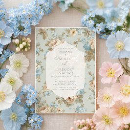 Shabby chic blommigt bröllop inbjudningar