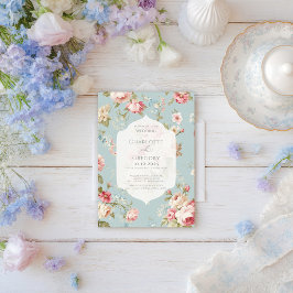 Shabby chic blommigt bröllop inbjudningar