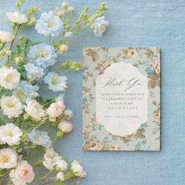 Shabby chic blommigt bröllop tack kort