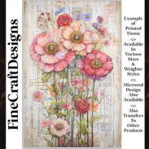 Shabby chic Blommigt Ephemera Rosa Red S7L Decoupa