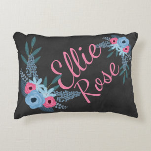 Shabby chic Blommigt Girl's Namn Nursery Personali Prydnadskudde