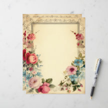Shabby chic Blommigt Junk Journal Stationery