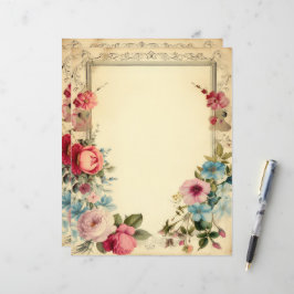 Shabby chic Blommigt Junk Journal Stationery