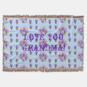 Shabby chic Blommigt Kärlek Du Grandma Throw Matta Filt