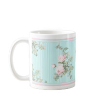Shabby chic blommigt mugg rosa och rosa ros