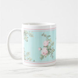 Shabby chic blommigt mugg rosa och rosa ros