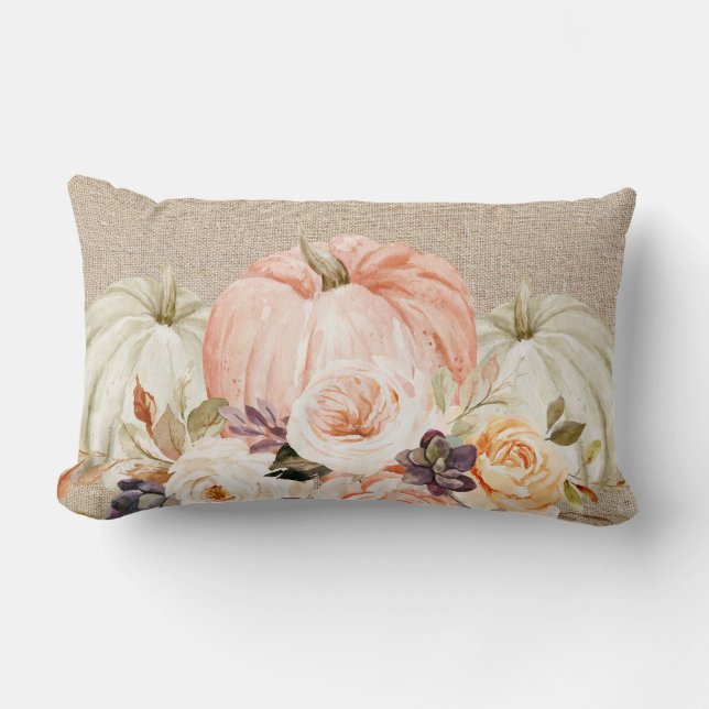 Shabby chic Blommigt Pumpkin lumbalkudde Lumbarkudde (Framsida)