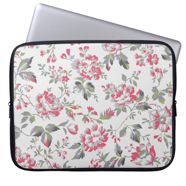 Shabby chic Blommigt Ro Mönster Laptop Fodral (Framsidan)