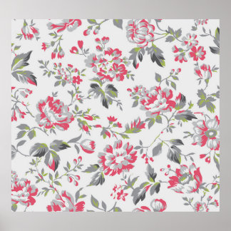 Shabby chic Blommigt Ro Mönster Poster
