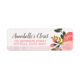 Shabby chic Blommigt Ro Rosa Returadress Returadress Etikett