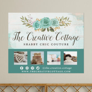 Shabby chic Blommigt Rustic Wood Marknadsföring Pr Poster