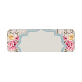 Shabby chic Blommigt Rustic Wood & Vintage Snöre Returadress Etikett