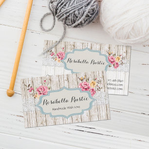 Shabby chic Blommigt Rustic Wood & Vintage Snöre Visitkort