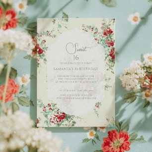Shabby chic blommigt Sweet 16 Inbjudningar
