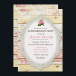 Shabby chic Blommigt Wood Birthday-inbjudan Inbjudningar<br><div class="desc">Shabby chic Blommigt Wood Birthday-inbjudan</div>