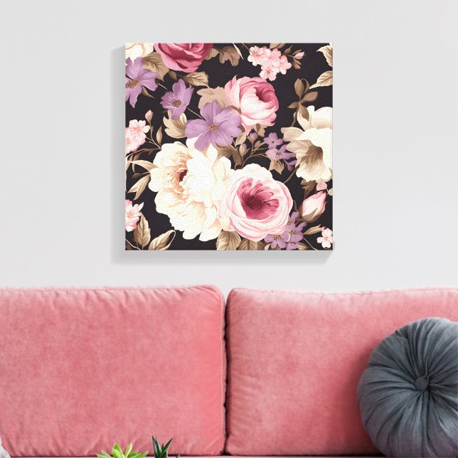 Shabby chic blomrosor stugkärna canvastryck (Insitu (Vardagsrum))