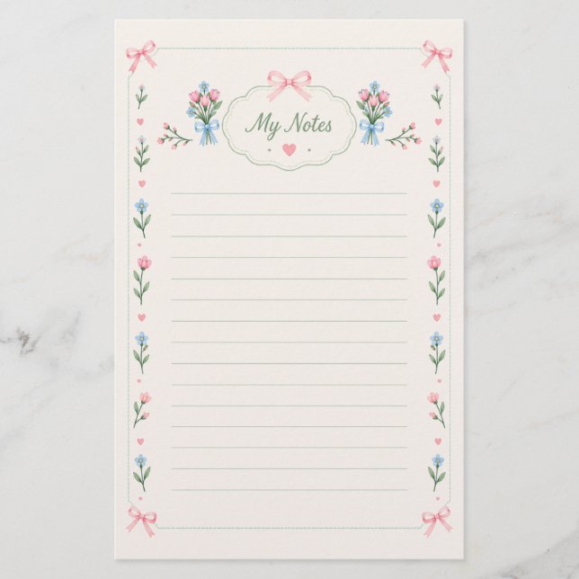 Shabby Chic Blomsterbukett Pappersvaror Linjerat P Brevpapper (Framsida)