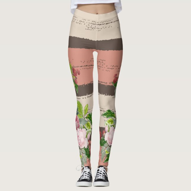Shabby chic blooming flowers leggings (Framsida)