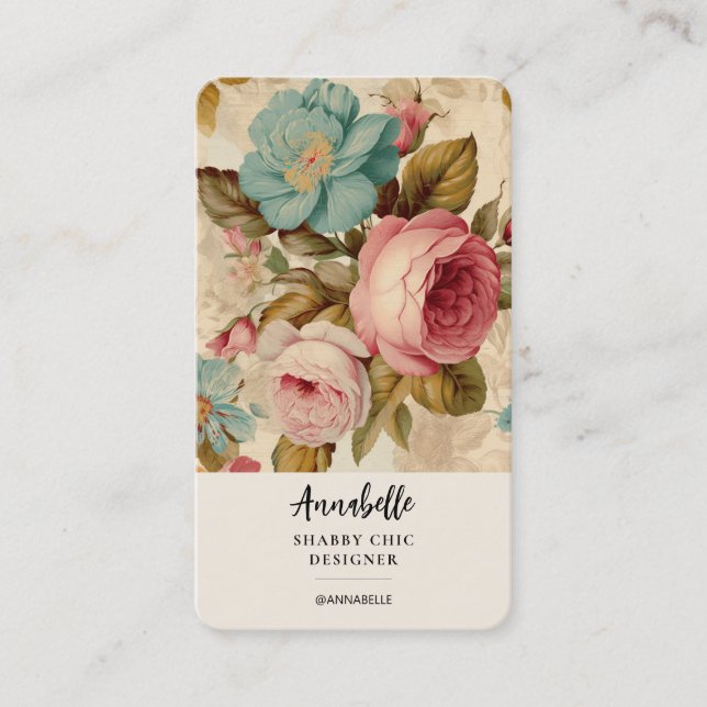 Shabby chic Blooms Feminine-Affärskortet Visitkort (Framsida)