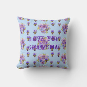 Shabby chic Blue Blommigt Kärlek Du Grandma Cushio Kudde