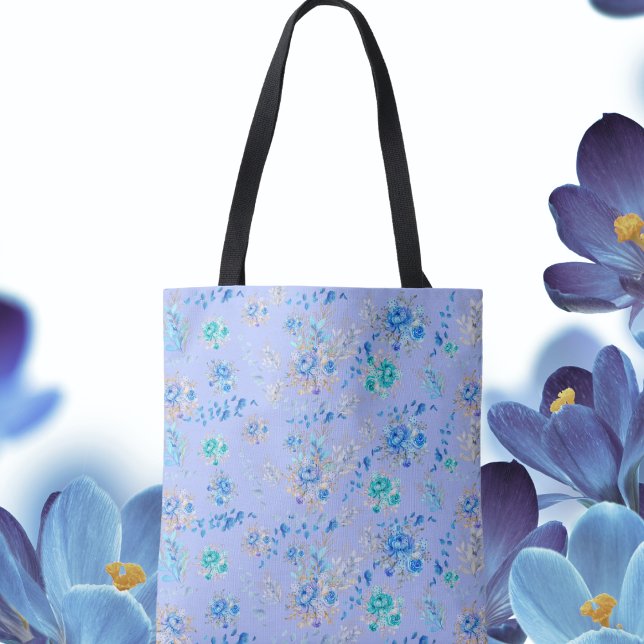 Shabby chic Blue Blommigt Tygkasse (Skapare uppladdad)