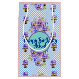 Shabby chic Blue Gingham-blommor Blommigt Gift Bag