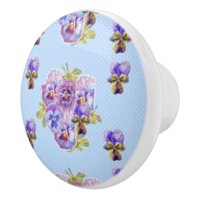 Shabby chic Blue Pansy Blommigt Dot Computer Mouse Knopp (Höger)