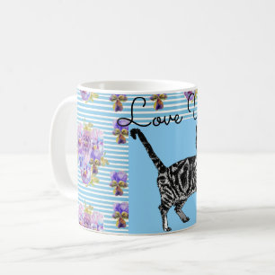 Shabby chic Blue Rand Kärlek Hjärtat Kaffemugg