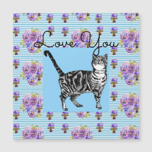 Shabby chic Blue Rand Tabby katt Kärlek Heart