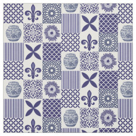 Shabby chic Blue White Sunroségeometric Mönster Tyg