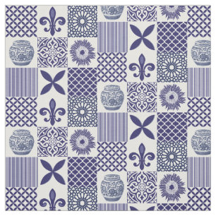 Shabby chic Blue White Sunroségeometric Mönster Tyg