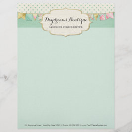 Shabby chic Boutique Bunting i Rosa, Mint & Guld Brevhuvud
