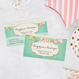 Shabby chic Boutique Bunting i Rosa, Mint & Guld Visitkort