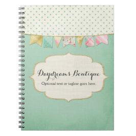 Shabby Chic Boutique Flaggor i Rosa, Mint och Guld Anteckningsbok