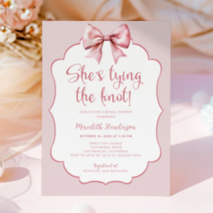 Shabby Chic Bow... Hon tar Knot Bridal Shower Inbjudningar