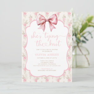 Shabby Chic Bow... Hon tar Knot Bridal Shower Inbjudningar