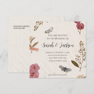 Shabby Chic Bröllop Pressade Blommor Bröllopsinbju Inbjudningar