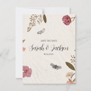 Shabby Chic Bröllop Pressade Blommor Spara Datum Vykort