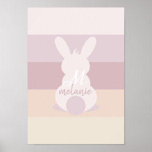 Shabby chic bunny poster med namn