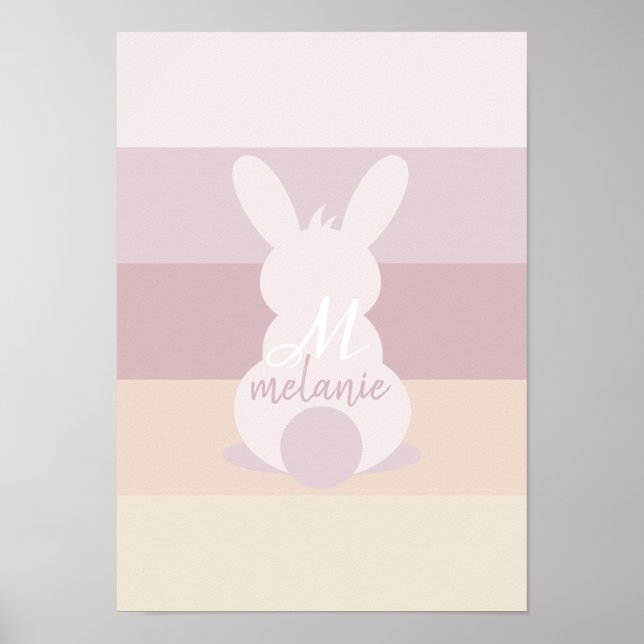 Shabby chic bunny poster med namn (Framsidan)